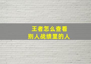 王者怎么查看别人战绩里的人