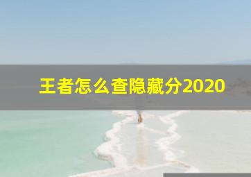 王者怎么查隐藏分2020