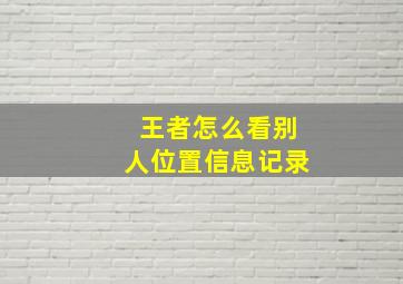 王者怎么看别人位置信息记录