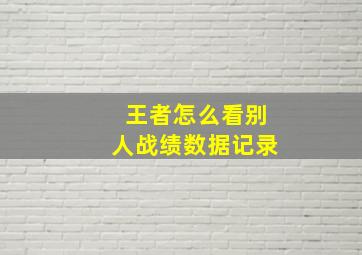 王者怎么看别人战绩数据记录