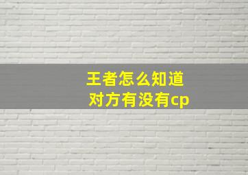 王者怎么知道对方有没有cp