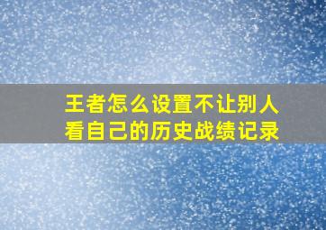 王者怎么设置不让别人看自己的历史战绩记录