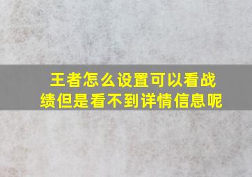 王者怎么设置可以看战绩但是看不到详情信息呢