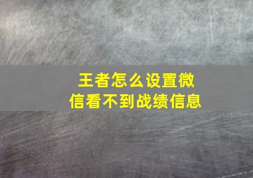 王者怎么设置微信看不到战绩信息