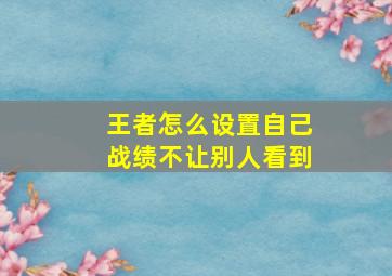 王者怎么设置自己战绩不让别人看到