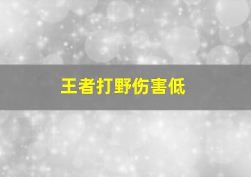 王者打野伤害低