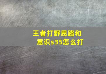 王者打野思路和意识s35怎么打