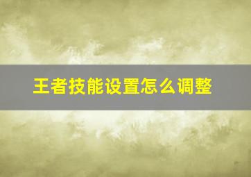 王者技能设置怎么调整