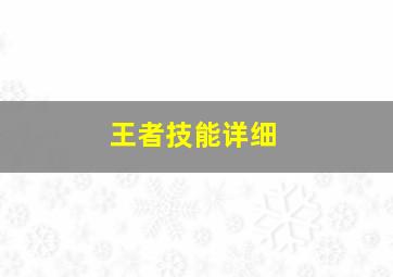 王者技能详细