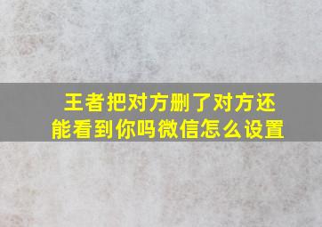 王者把对方删了对方还能看到你吗微信怎么设置