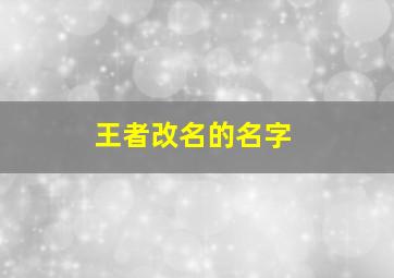 王者改名的名字