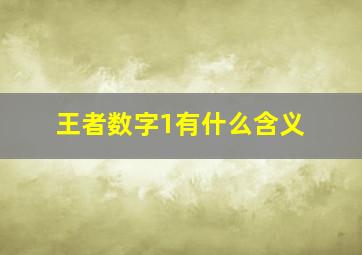 王者数字1有什么含义