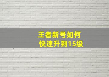 王者新号如何快速升到15级