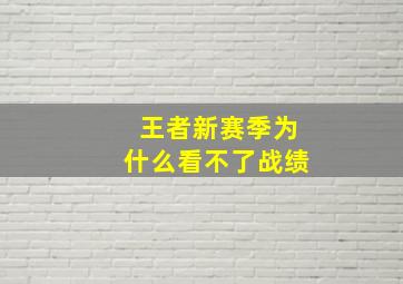 王者新赛季为什么看不了战绩