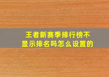 王者新赛季排行榜不显示排名吗怎么设置的