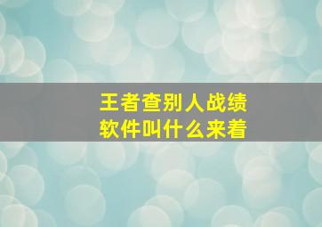 王者查别人战绩软件叫什么来着