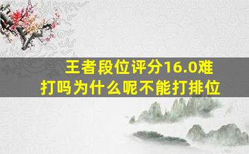 王者段位评分16.0难打吗为什么呢不能打排位