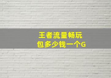 王者流量畅玩包多少钱一个G