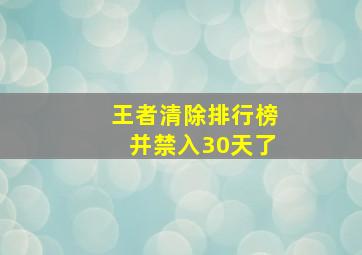 王者清除排行榜并禁入30天了