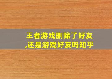 王者游戏删除了好友,还是游戏好友吗知乎