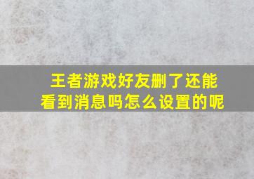 王者游戏好友删了还能看到消息吗怎么设置的呢