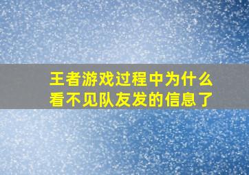 王者游戏过程中为什么看不见队友发的信息了