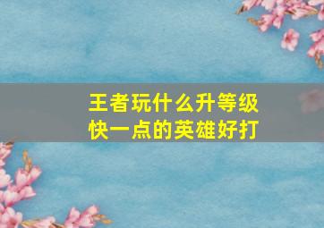 王者玩什么升等级快一点的英雄好打