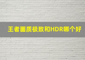 王者画质极致和HDR哪个好