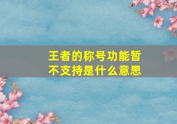 王者的称号功能暂不支持是什么意思