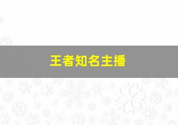 王者知名主播