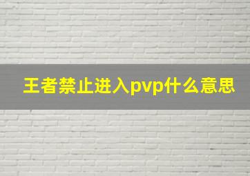 王者禁止进入pvp什么意思