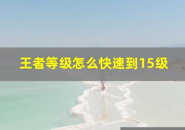 王者等级怎么快速到15级