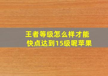 王者等级怎么样才能快点达到15级呢苹果