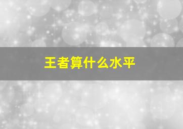 王者算什么水平