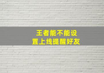 王者能不能设置上线提醒好友