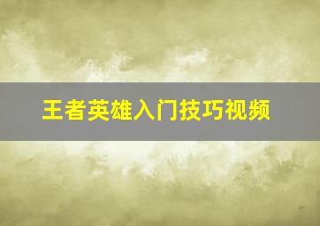 王者英雄入门技巧视频