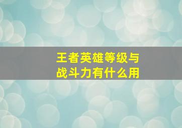 王者英雄等级与战斗力有什么用