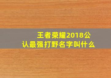 王者荣耀2018公认最强打野名字叫什么