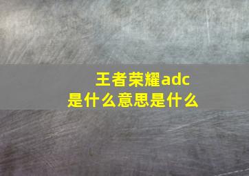 王者荣耀adc是什么意思是什么