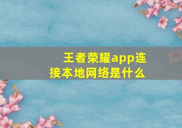 王者荣耀app连接本地网络是什么