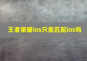 王者荣耀ios只能匹配ios吗