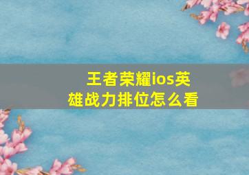 王者荣耀ios英雄战力排位怎么看