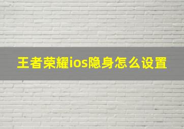 王者荣耀ios隐身怎么设置