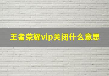 王者荣耀vip关闭什么意思