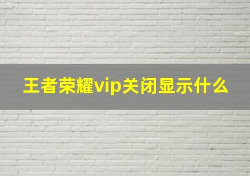 王者荣耀vip关闭显示什么