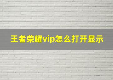 王者荣耀vip怎么打开显示