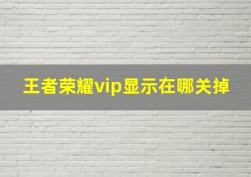 王者荣耀vip显示在哪关掉