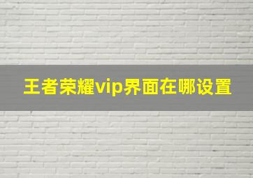 王者荣耀vip界面在哪设置