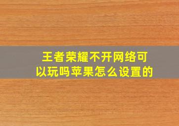 王者荣耀不开网络可以玩吗苹果怎么设置的