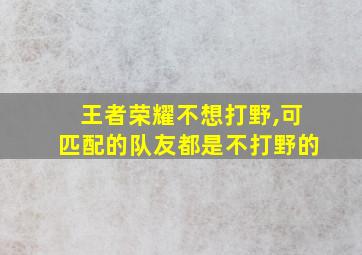 王者荣耀不想打野,可匹配的队友都是不打野的